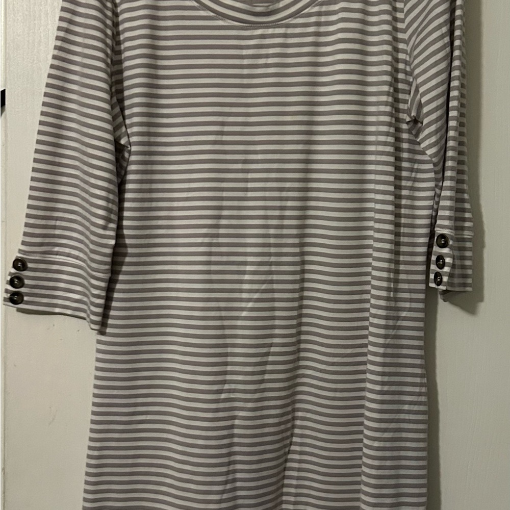 Simply Noelle Gray Striped Long Sleeve Dress